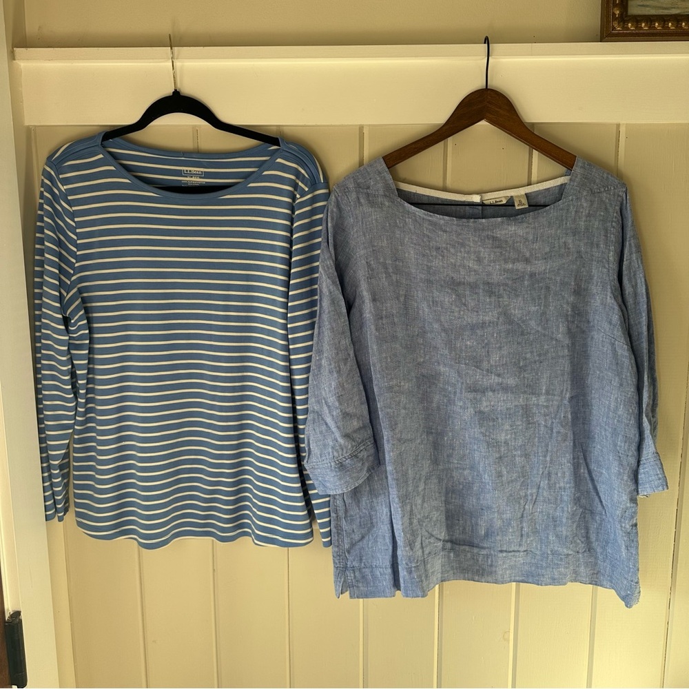 L.L. Bean Blue and White Striped Long Sleeve Top